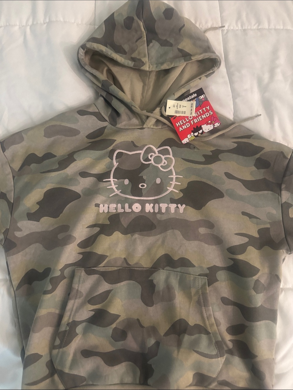 Aeropostale Hello Kitty Camo Hoodie in Green, Brown and Pink